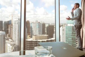 POYNTING antennas deliver reliable connectivity for offices in the sky, ensuring seamless internet access and communication in urban city environments. Images are used for visual representation purposes only. These images may not be downloaded, copied, or used in any form without prior permission.