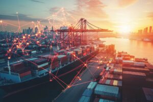 POYNTING ports and harbours application showing wireless connectivity for logistics vehicles and infrastructure monitoring. Images are used for visual representation purposes only. These images may not be downloaded, copied, or used in any form without prior permission.