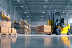 POYNTING industrial warehousing application showing Wi-Fi connectivity for forklifts, AGVs, and automated systems. Images are used for visual representation purposes only. These images may not be downloaded, copied, or used in any form without prior permission.